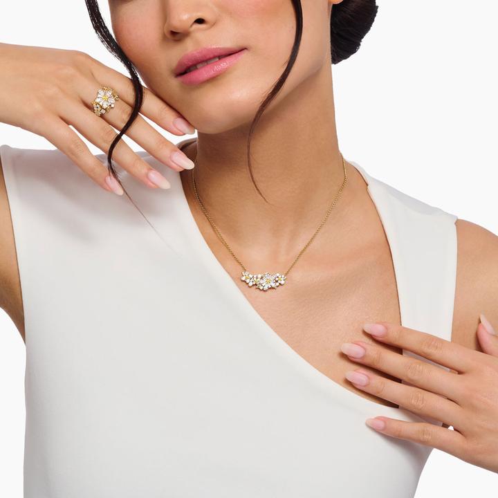 Immagine prodotto Thomas Sabo Halskette Blume Lovely Daisy mit Steinen vergoldet (Argento 925, 40 cm)