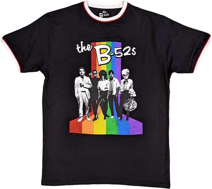 Actual product image Universal Textiles Unisex Adult Ringer Rainbow Striped T-Shirt (S)