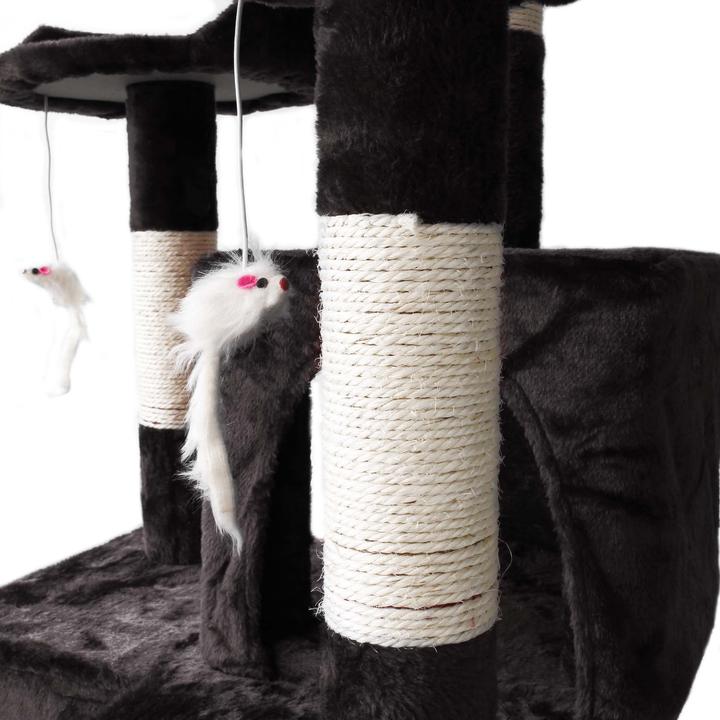 Produktbild Wiltec Kratzbaum Schwarz 170cm Sisal Katzenbaum Katzenkratzbaum Kletterbaum (170 cm, Schwarz)