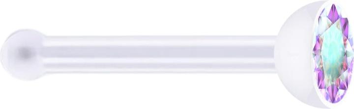 Star Piercing Nasenstecker gerade transparent mit Kristall multicolor (ohne Messing, Bioflex)