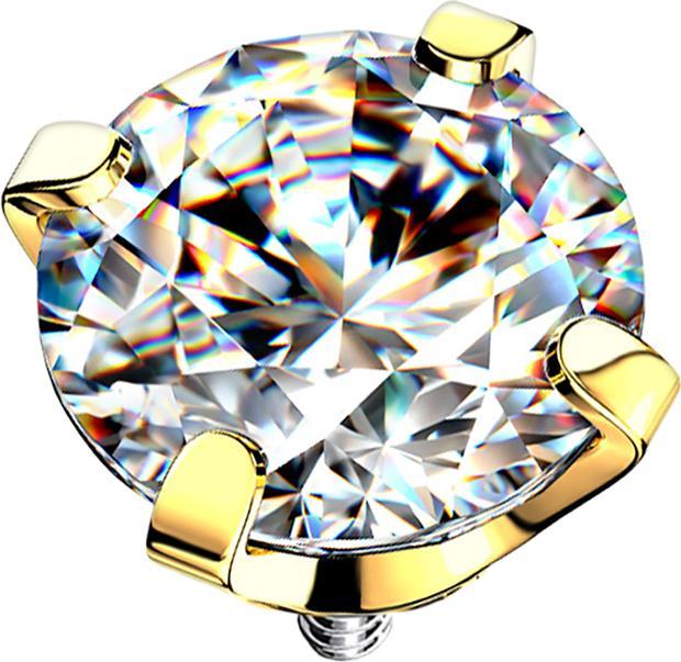 Actual product image Star Piercing Dermal Anchor gold-plated crystal set in silver (Surgical steel 316L)
