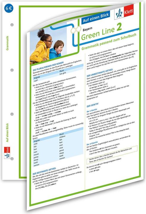 Immagine prodotto Green Line 2 Bayern Klasse 6 - Auf einen Blick. Grammatik passend zum Schulbuch - Klappkarte (6 (Tedesco, 2018)