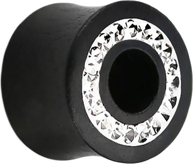 Produktbild Star Piercing Flared Tunnel aus Areng Holz mit Kristall silber und Epoxy Schutzschicht (ohne Messing, Organisch)
