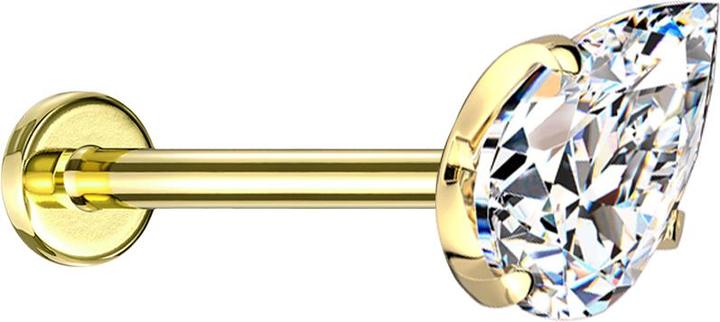 Immagine prodotto Star Piercing Micro Threadless Labret vergoldet mit Kristalltropfen silber gefasst (senza ottone, Titanio G23)