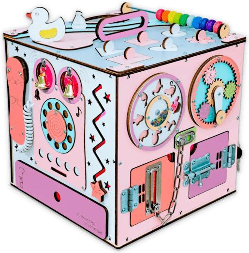Produktbild Activity Board Sensorisches spielzeug, Motorikcenter, Activity würfel Busycube, Montessori Spielzeug - Rosa
