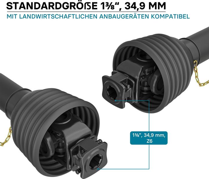 Actual product image Wiltec PTO Shaft T8 Drive Shaft 850-1105mm 1240Nm 540rpm, 110kW (150hp), 2x1 3/8" 6teeth Tractor Attac (Tractor accessories)