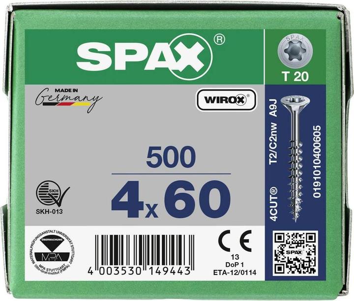Produktbild Spax Spanplattenschrauben SK T20 4,0x60 mm (500 Schrauben pro Stück)