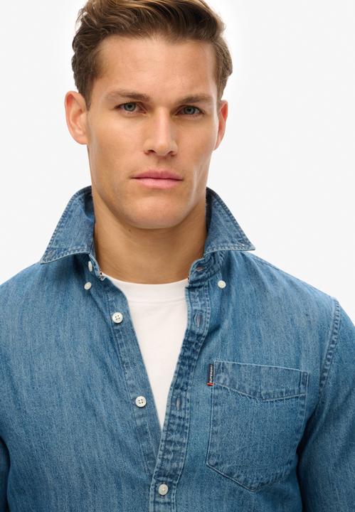 Actual product image Superdry ESSENTIALS L/S DENIM SHIRT Heren Overhemd (L)