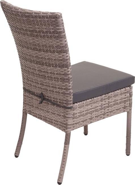 Produktbild Swisshandel24 Poly-Rattan Garnitur, Sitzgruppe Balkon-/Lounge-Set, 4xStuhl+Tisch, 120x75cm - grau, Kissen dunkelgr (120 cm)