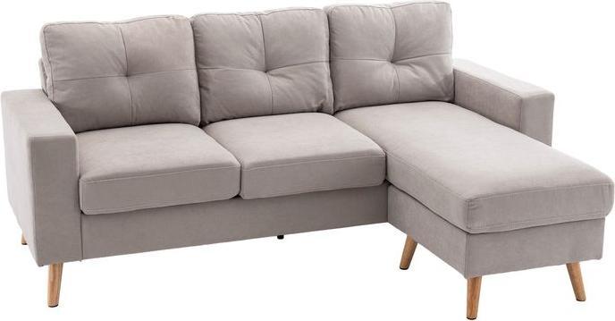 Immagine prodotto Swisshandel24 Divano angolare a L, divano angolare in look lino, set di divani con chaise longue per 3 persone (Divano ad angolo)