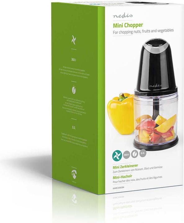 Actual product image Nedis KAMC200CBK Food Chopper 260 W 0.5 l Plastic 2 Speed Turbo Function (500 ml, 260 W)
