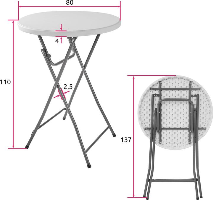 Image du produit tectake Table de bar (Ø 80 x 110 cm)