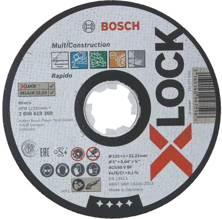 Bosch Professional Zubehör PRO Multi Material X-Lock cutting disc, 125 x 1 x 22.23 mm