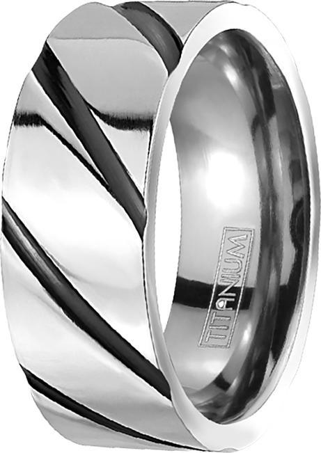Image du produit Star Piercing Bague argent rayé noir (69, 900 Platine)
