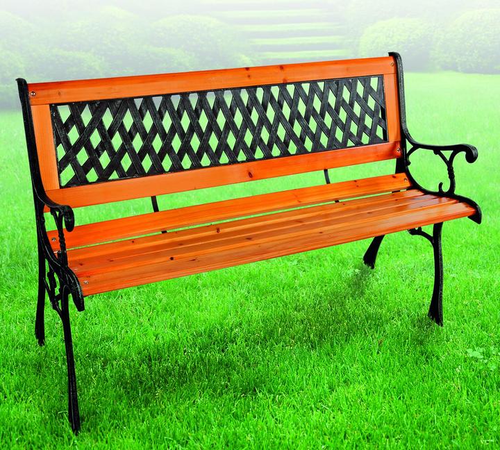 Produktbild Inda-Exclusiv Massivholz Parkbank Gartenbank Metall pulverbeschichtet Natur/Schwarz