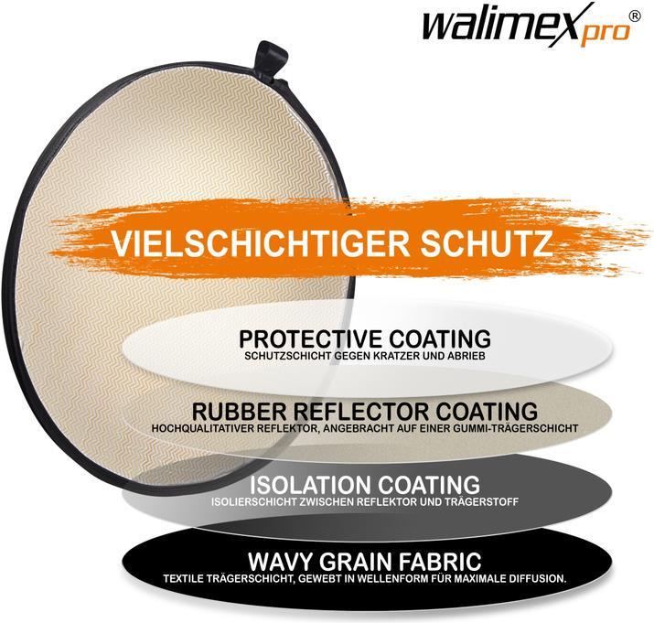 Image du produit Walimex Ensemble de réflecteurs pliants 5 en 1 (Réflecteur rabattable, 56 cm)