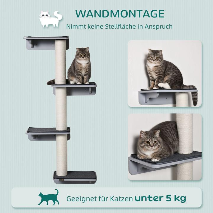 Image du produit Jamb Arbre à chat mural (137 cm, Gris clair+Beige)