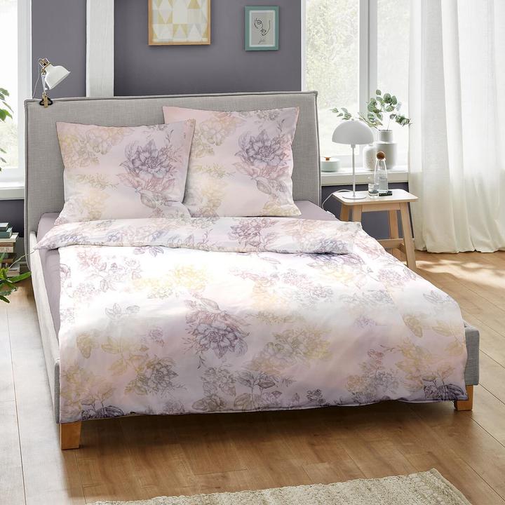 Actual product image Dormisette Mako-Satin Bettwäsche Floral lila (Bedding set, 135x200 cm + 80x80 cm)