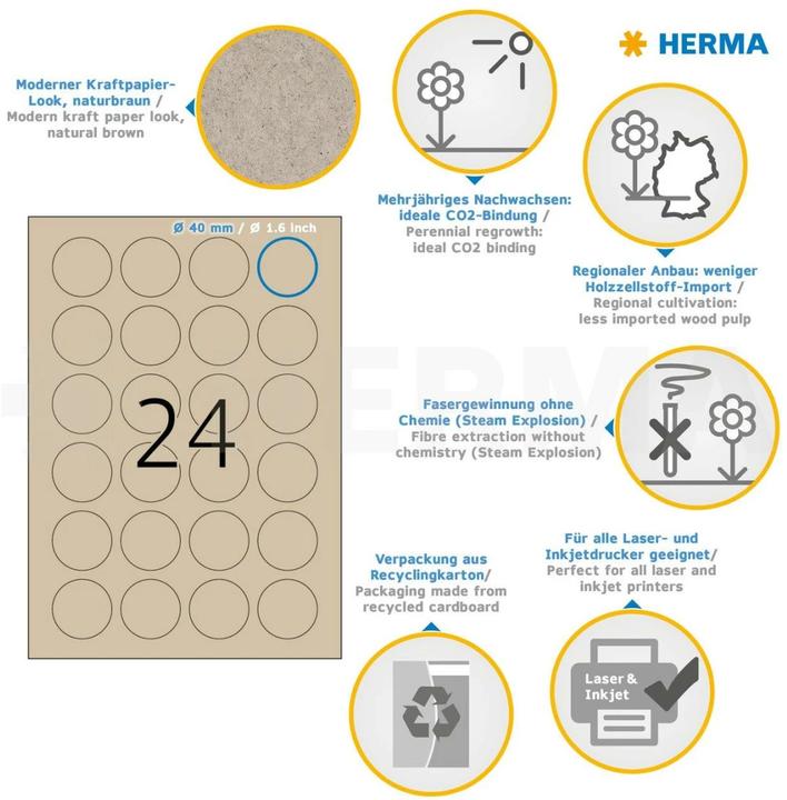 Image du produit HERMA Papier à l'herbe Étiquettes A4