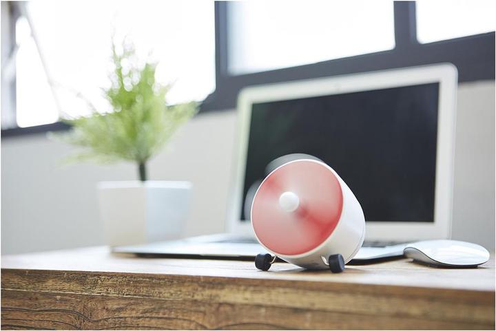Actual product image NABO SOUND ONE White-Red Wireless Audio Speaker with Mini Fan