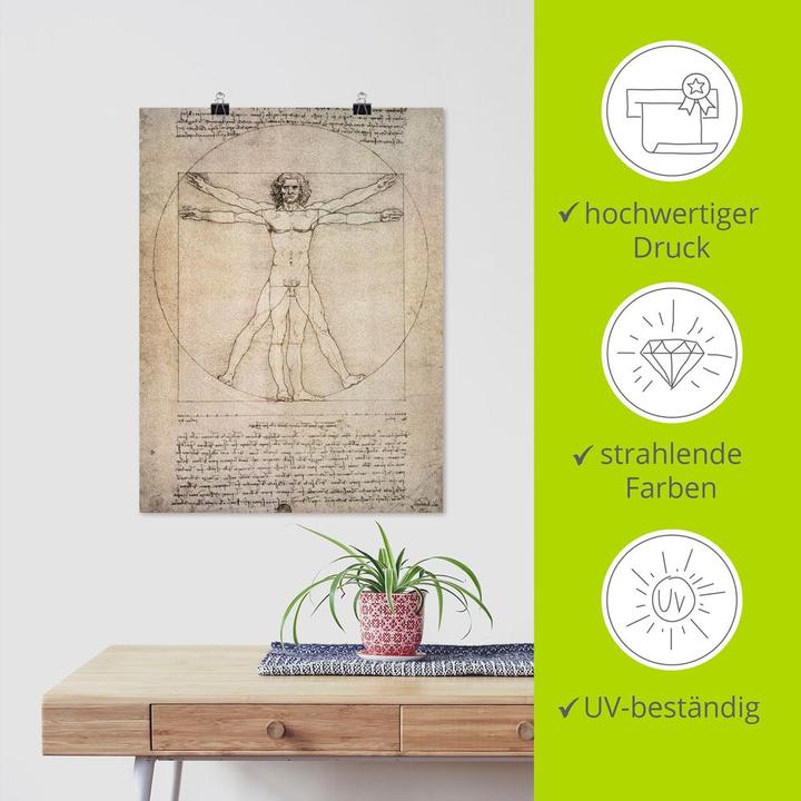 Immagine prodotto Artland Poster Disegno di proporzioni, dopo Vitruvio. 1490 T6SM (45 x 60 cm)