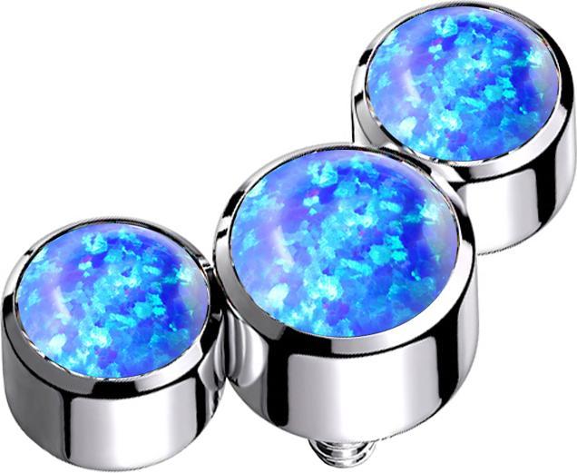 Immagine prodotto Star Piercing Dermal Anchor argento tre opali blu (Acciaio chirurgico 316L)