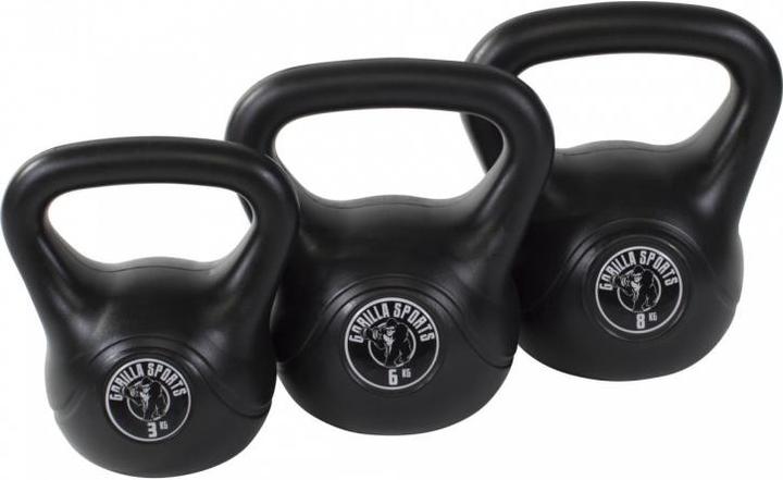 Gorilla Sports Kettlebell Set (1 x 6 kg, 1 x 8 kg, 1 x 3 kg)