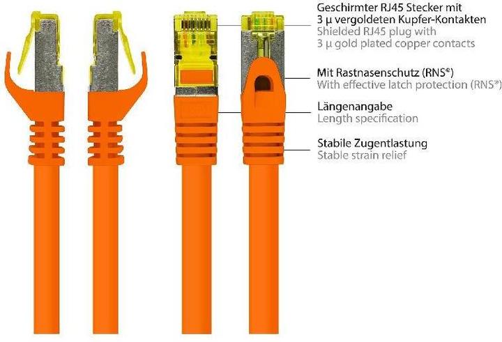 Image du produit Good Connections Câble patch RJ45 avec câble brut Cat.7 et protection de nez de verrouillage (RNS®), S/FTP, PiMF (S/FTP, CAT7, 20 m)