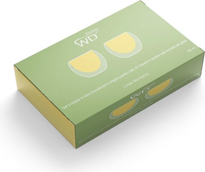 Image du produit Easy Life Lot de 2 bols en verre double paroi jaune, 180ml