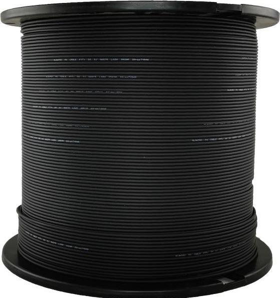 Actual product image Alantec Fibre optic cable OS2 FTTH flat SM 2J 9/125 LSOH black reinforced with two steel rods 1000m (CAT6, 1000 m)