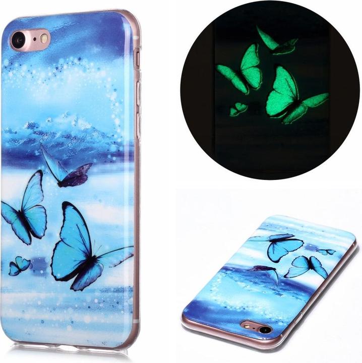 Actual product image Cover-Discount iPhone SE / 8 / 7 - Fluorescent Silicone Rubber Case Butterfly (Apple iPhone 7, Apple iPhone 8, Apple iPhone SE (2nd Gen))