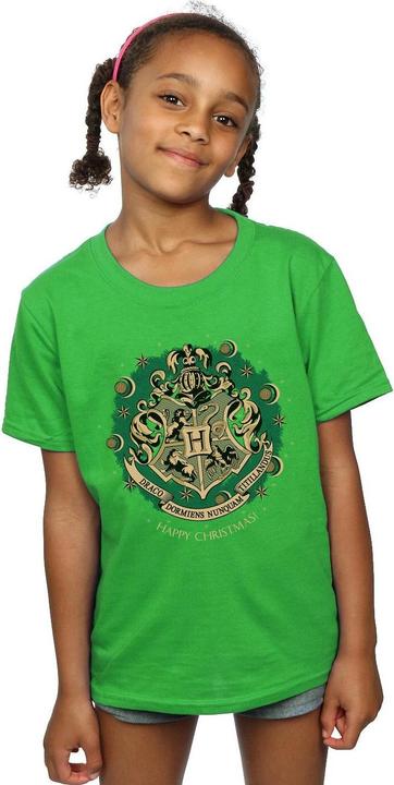 Actual product image Girls Christmas Wreath Cotton T-Shirt (152, 158)