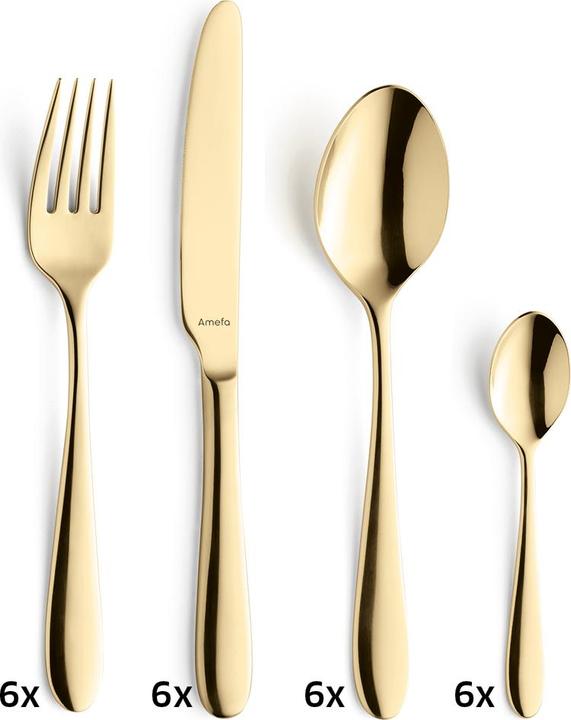 Immagine prodotto Amefa OXFORD Besteckset 24-teilig PVD gold (24 Pezzo/i, Set di posate)
