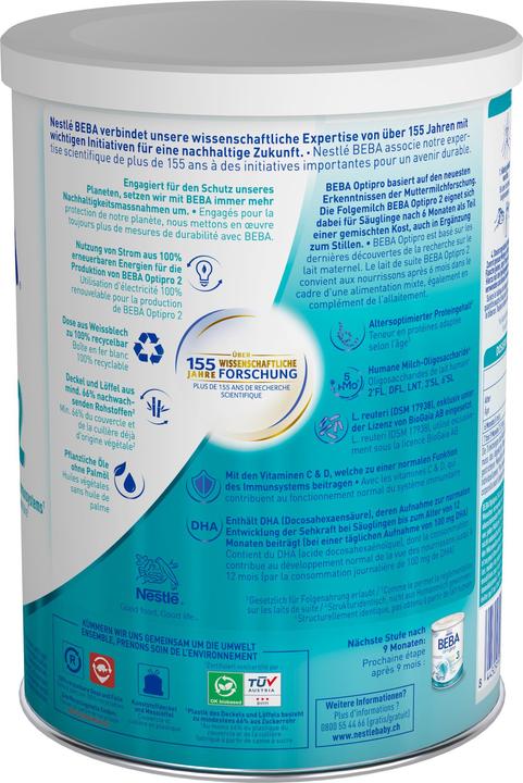 Nutritional values and ingredients Beba Optipro 2 (2400 g, from 6 m.)