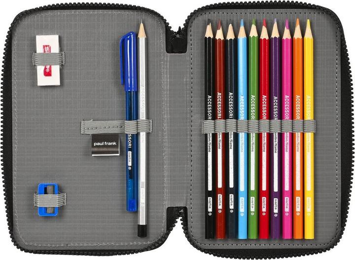 Image du produit Paul Frank Trousse à crayons avec accessoires Campers Noir 12.5 x 19.5 x 4 cm (28 pièces)