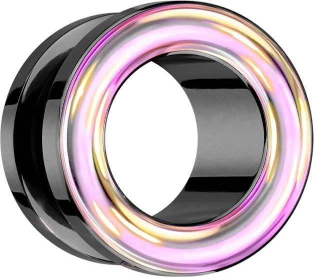 Star Piercing Flesh Tunnel schwarz schillernder rand (ohne Messing, Chirurgenstahl 316L)