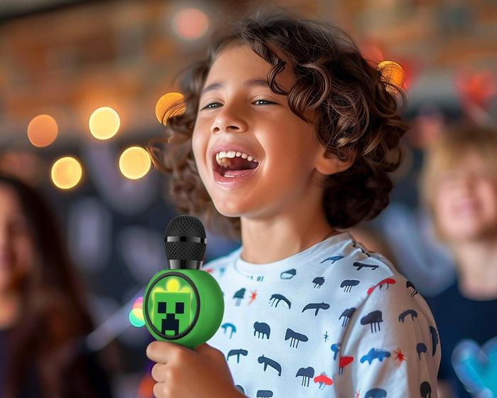 Actual product image OTL Children's LED karaoke microphone with micro SD card slot and funny voice distorter, long running