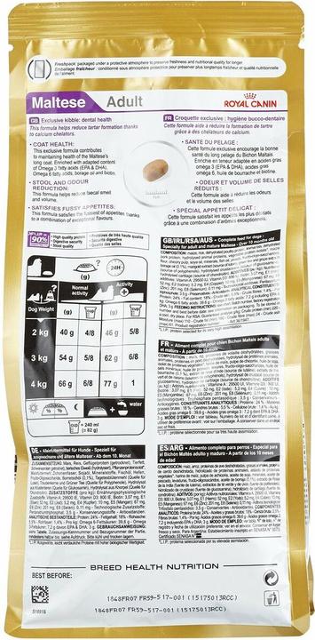Nährwerte und Zutaten Royal Canin Adult Malteser (Adult, 1 Stk., 500 g)