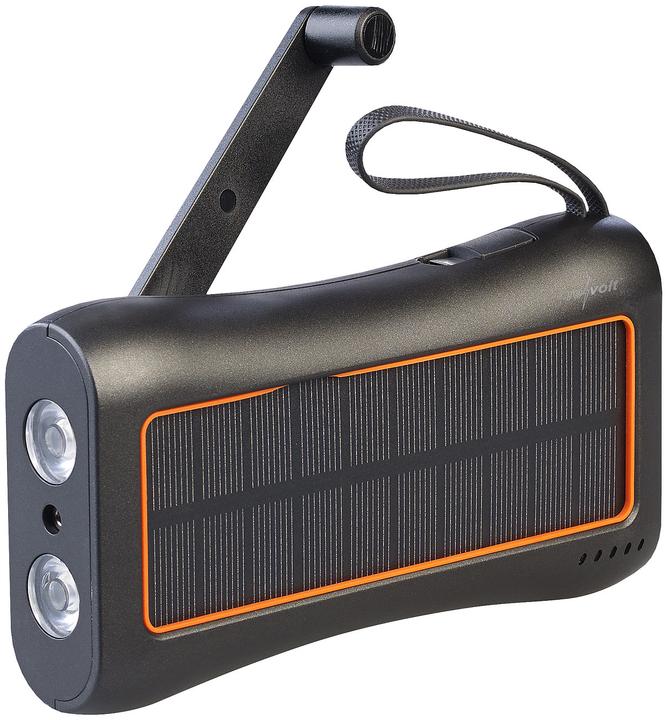 Image du produit Revolt Banque d'énergie dynamo à manivelle avec panneau solaire (10000 mAh, 5 W)