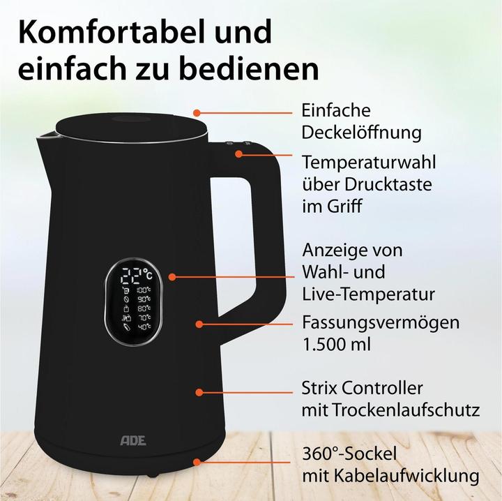 Actual product image ADE Kettle KG2100-2 Black (1.50 l, EU plug)