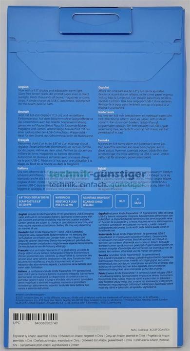 Actual product image Amazon Kindle Paperwhite (11th Generation) - 2021 (6.80", 8 GB, Black)