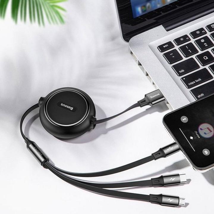 Actual product image Baseus 3in1 extendable cable (1.20 m, USB 3.2 Gen 1)