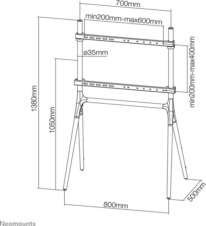 Actual product image Neomounts NM-M1000BLACK is a floor stand for flat screen TVs up to. (Universal, 70", 40 kg)