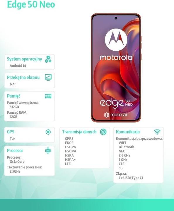 Etichetta energetica Motorola Edge 50 Neo (512 GB, PANTONE Poinciana, 6.55", Doppia SIM, 50 Mpx, 5G)