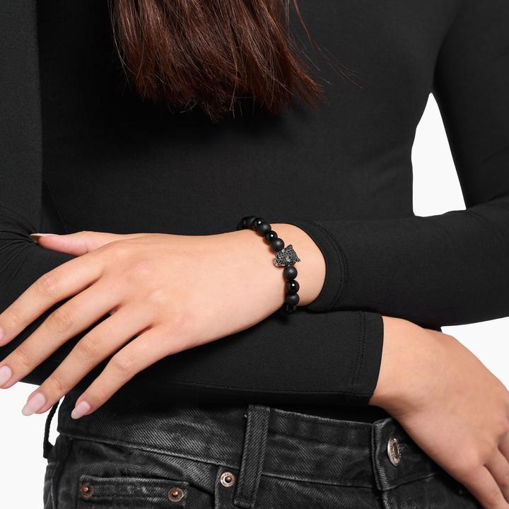 Immagine prodotto Thomas Sabo Bead Armband Black Cat Silber (21 cm, Argento 925)
