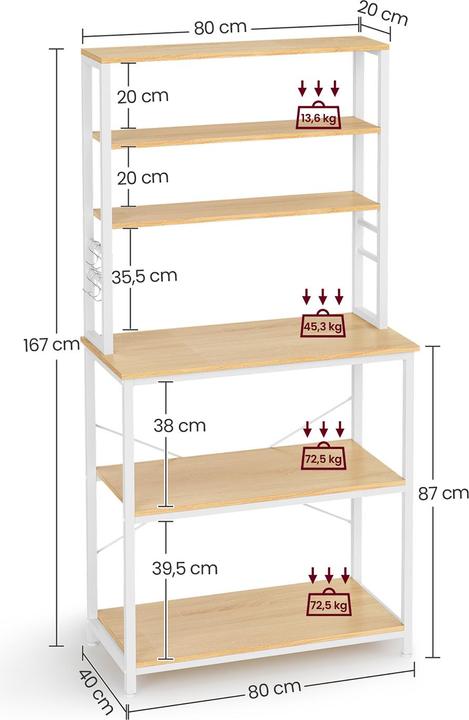 Produktbild Vasagle Buffet (80 x 40 x 167 cm)