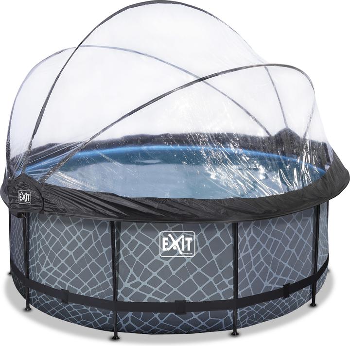 Exit Rahmen-Pool rund 360x122 cm mit Sonnendach und Sandfilterpumpe (Ø 360 x 122 cm)