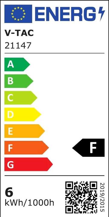Energie-Label V-TAC VT220 LED Glühbirne SAMSUNG Chip 7W E27 PAR20F (E27, 6 W, 425 lm, 1 x, F)
