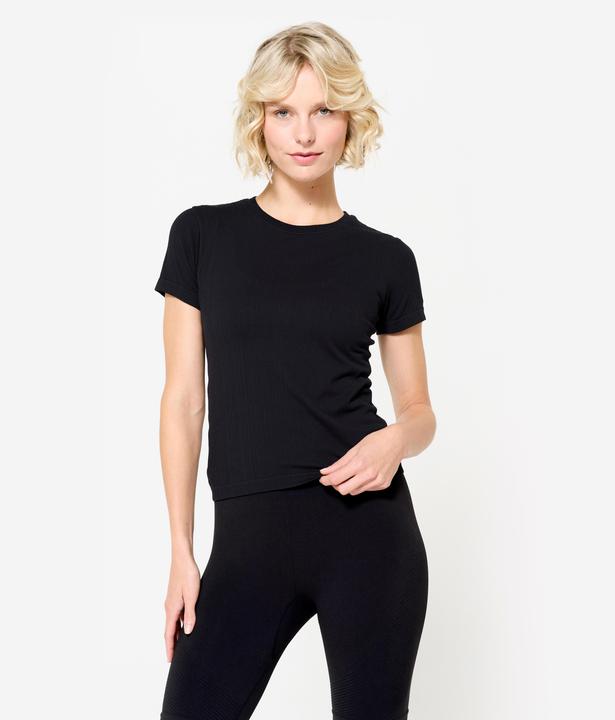 Image du produit Kimjaly T-shirt Crop Top sans couture - 500 noir (S)
