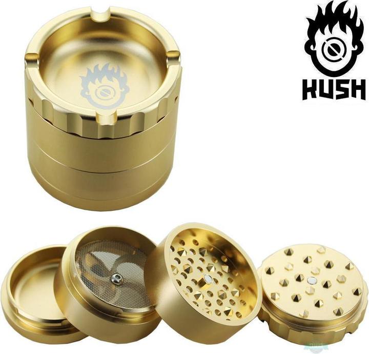 Actual product image Kush CBD Vape Kush Bong Grinder Alu Gold 4 Parts 60mm